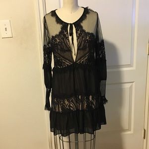 For Love and Lemons Black Lace and Chiffon Mini M